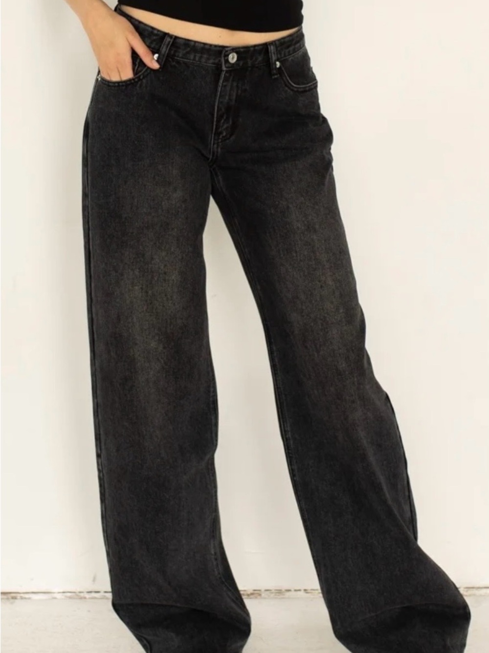 Sky Dolls “Long” Black Wide Leg Jeans